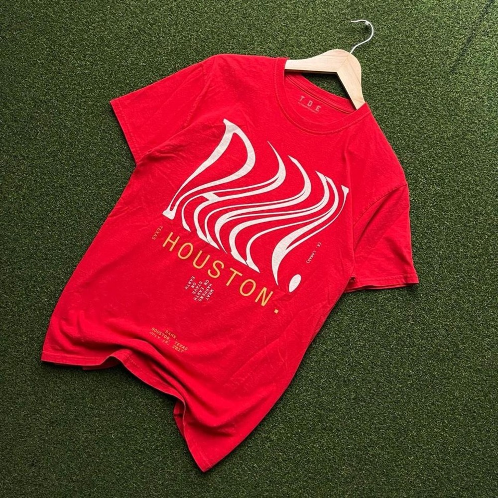 Kendrick Lamar DAMN Tour 2017 Houston‎ TDE Red Graphic T-Shirt Mens Medium